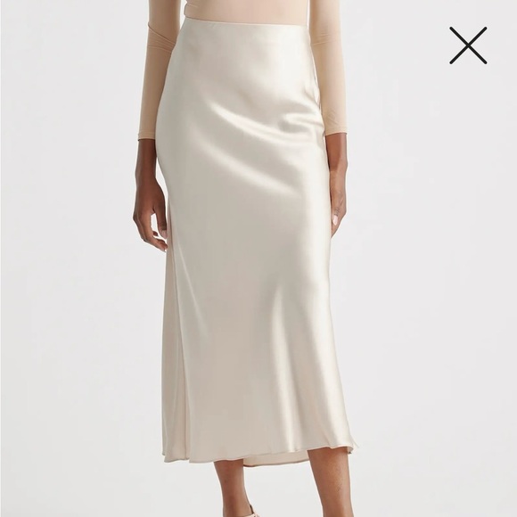 Quince Women’s 100% Washable Silk Cream Maxi Above Ankle Slip Skirt Resort Wear - Picture 12 of 16